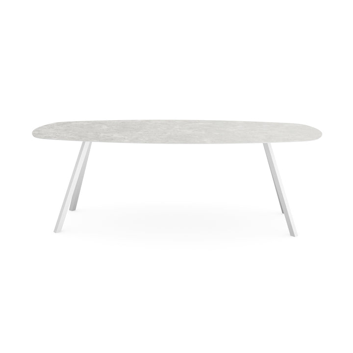 Keramiek eettafel Mat Hermitage Gris - Deens ovaal - I Schuin Wit - {{ product.type }} - Kas20