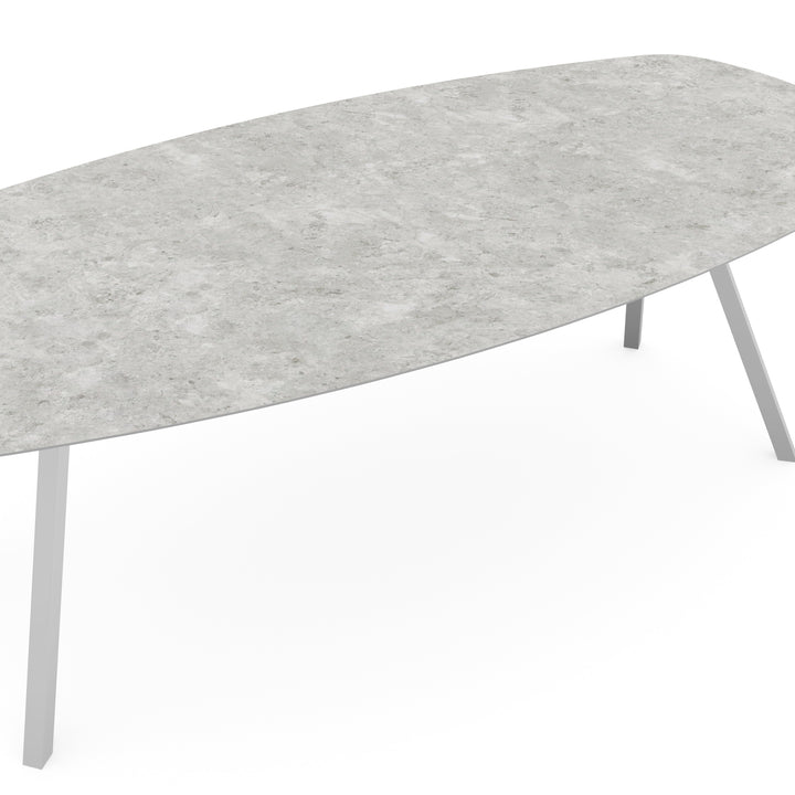 Keramiek eettafel Mat Hermitage Gris - Deens ovaal - I Schuin Wit - {{ product.type }} - Kas20