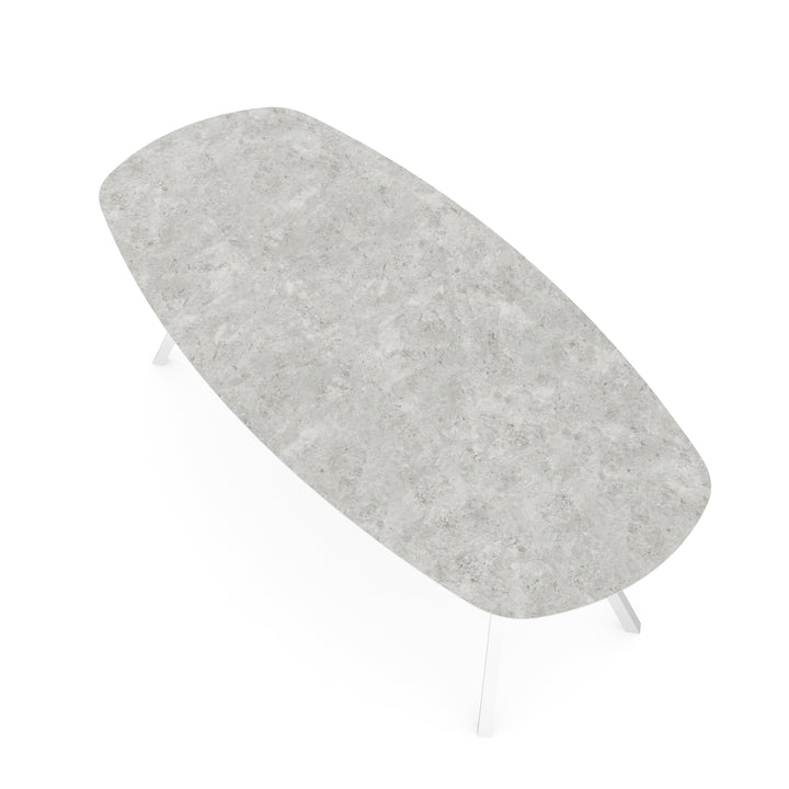 Keramiek eettafel Mat Hermitage Gris - Deens ovaal - I Schuin Wit - {{ product.type }} - Kas20