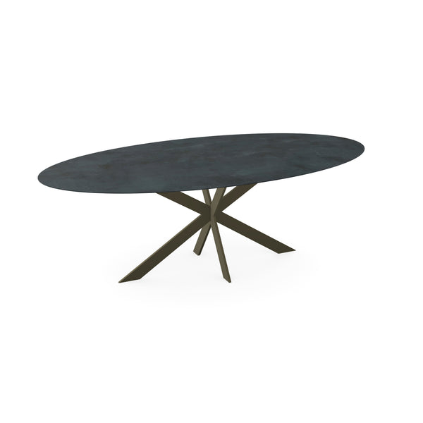 Keramiek eettafel mat distrito iron - Ovaal - Matrix Ultra dun donkerbruin