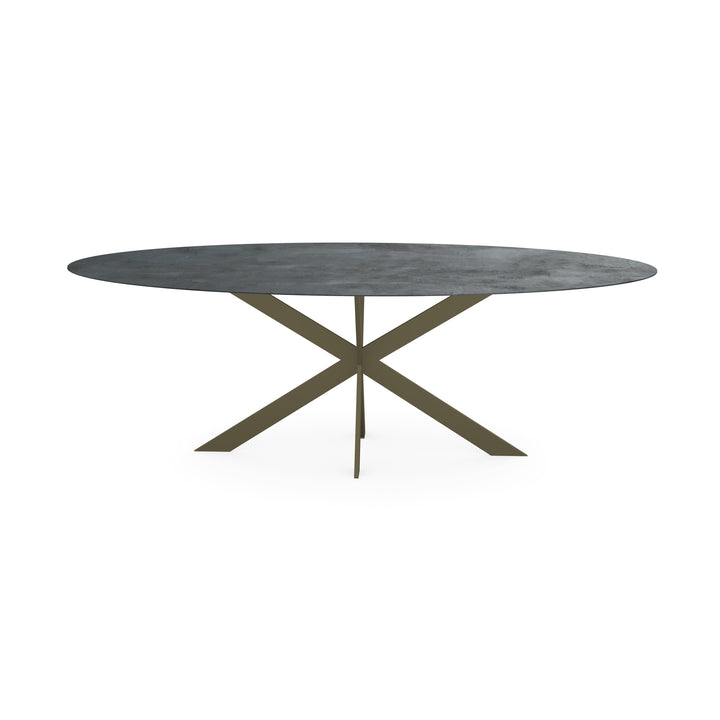 Keramiek eettafel mat distrito iron - Ovaal - Matrix Ultra dun donkerbruin - {{ product.type }} - Kas20