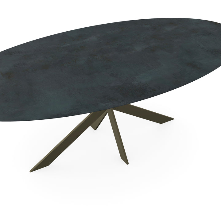 Keramiek eettafel mat distrito iron - Ovaal - Matrix Ultra dun donkerbruin - {{ product.type }} - Kas20