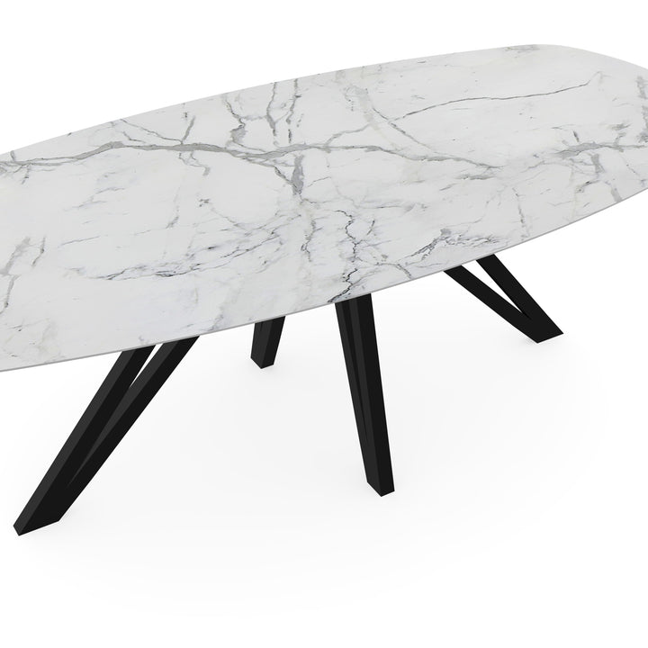 Keramiek eettafel Estatuario mat - Deens ovaal - Spin zwart - {{ product.type }} - Kas20