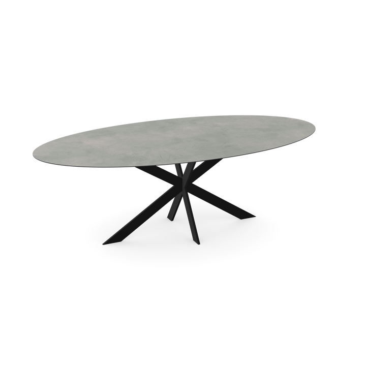 Keramiek eettafel titan cemento - ovaal - Matrix ultra dun zwart - {{ product.type }} - Kas20