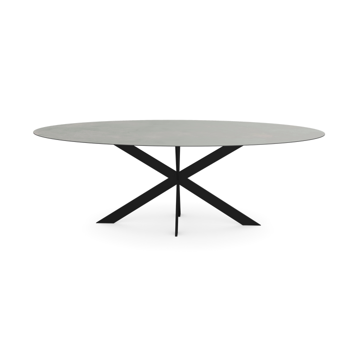 Keramiek eettafel titan cemento - ovaal - Matrix ultra dun zwart - {{ product.type }} - Kas20