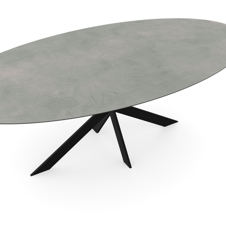 Keramiek eettafel titan cemento - ovaal - Matrix ultra dun zwart - {{ product.type }} - Kas20
