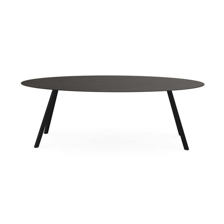 Keramiek eettafel Noir desir mat - Ovaal - I poot schuin zwart - {{ product.type }} - Kas20