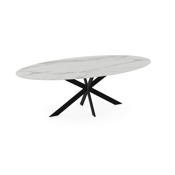 Keramiek eettafel calacatta mat - Ovaal - Matrix ultra dun zwart