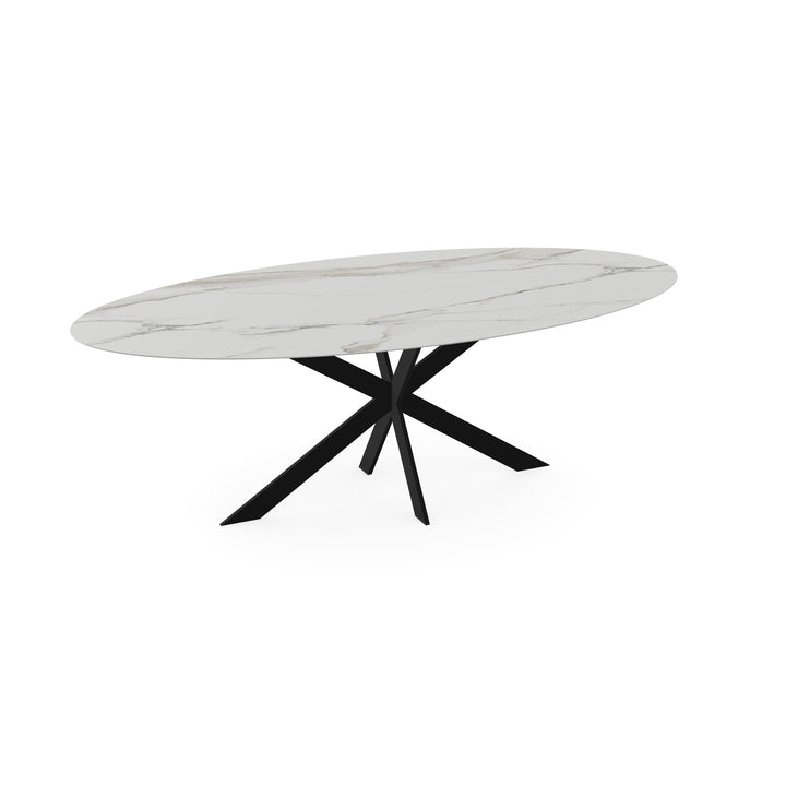 Keramiek eettafel calacatta mat - Ovaal - Matrix ultra dun zwart - {{ product.type }} - Kas20