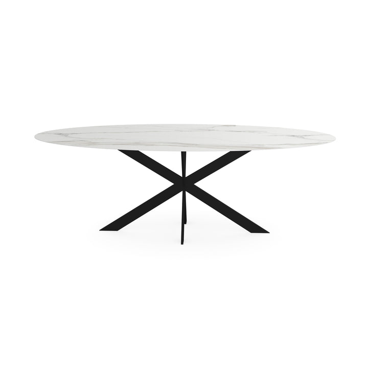 Keramiek eettafel calacatta mat - Ovaal - Matrix ultra dun zwart - {{ product.type }} - Kas20