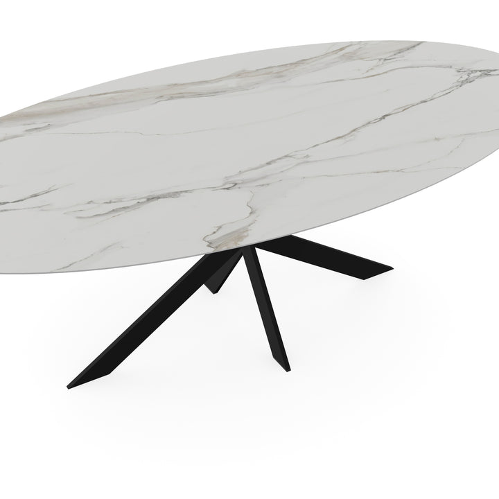 Keramiek eettafel calacatta mat - Ovaal - Matrix ultra dun zwart - {{ product.type }} - Kas20