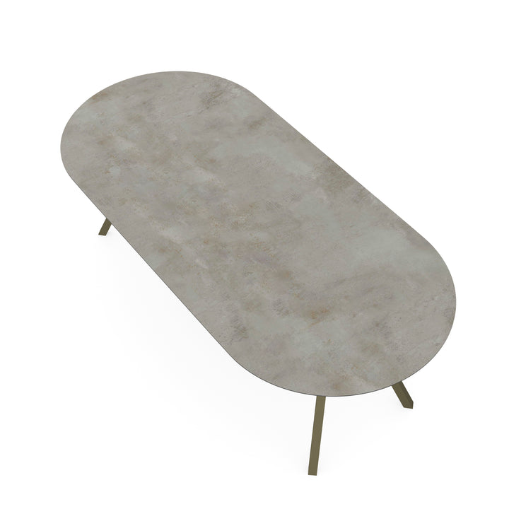 Keramiek eettafel distrito aluminio - Plat ovaal - I schuin donkerbruin - {{ product.type }} - Kas20