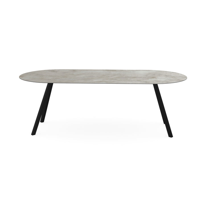 Keramiek distrito aluminio eettafel - plat ovaal - i poot schuin zwart - {{ product.type }} - Kas20