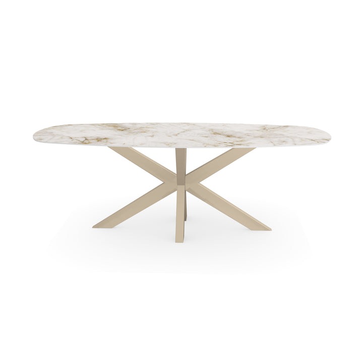 Keramiek tuintafel Cuarzo Reno - Deens Ovaal - Matrix Dun Beige - {{ product.type }} - Kas20