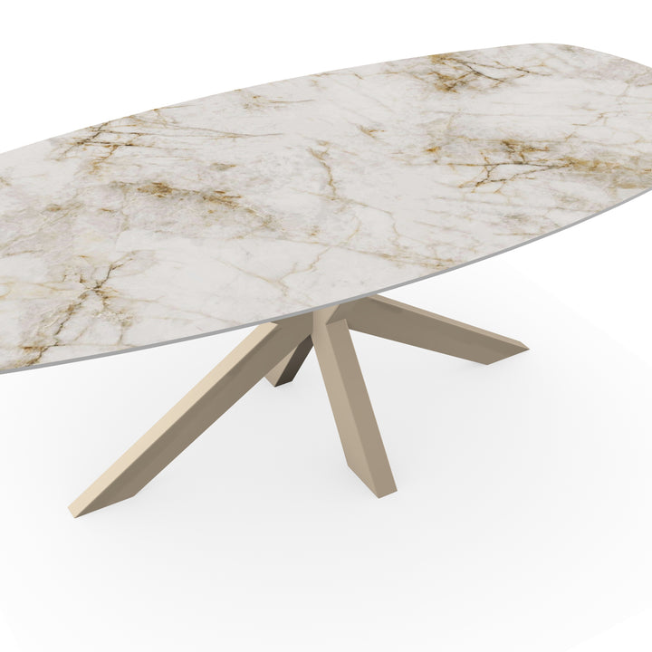 Keramiek tuintafel Cuarzo Reno - Deens Ovaal - Matrix Dun Beige - {{ product.type }} - Kas20