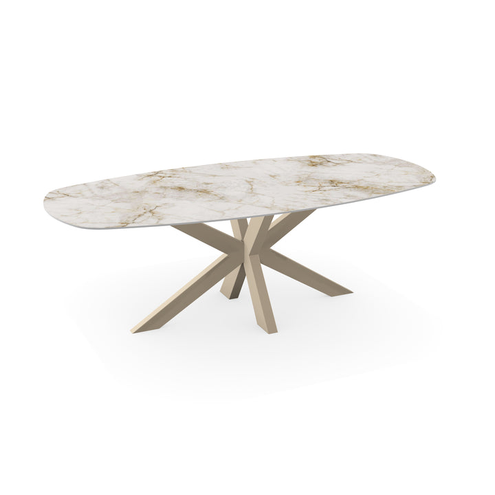 Keramiek tuintafel Cuarzo Reno - Deens Ovaal - Matrix Dun Beige - {{ product.type }} - Kas20