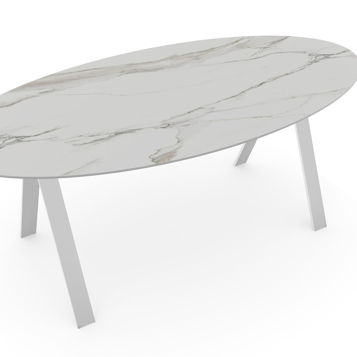 Keramiek tuintafel Calacatta - ovaal - Balou wit - {{ product.type }} - Kas20