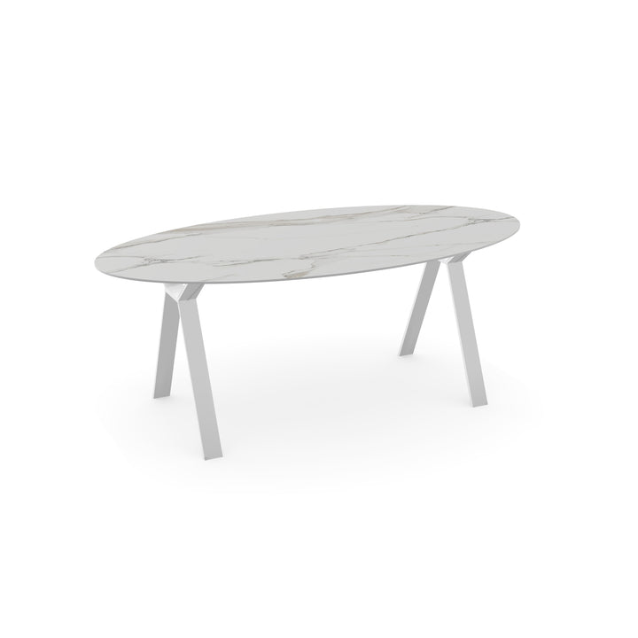 Keramiek tuintafel Calacatta - ovaal - Balou wit - {{ product.type }} - Kas20
