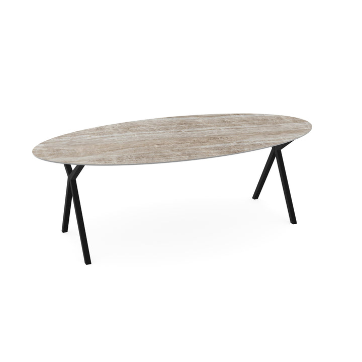Keramiek tuintafel Taj Mahal Sand - Ovaal - Scissor Zwart - {{ product.type }} - Kas20