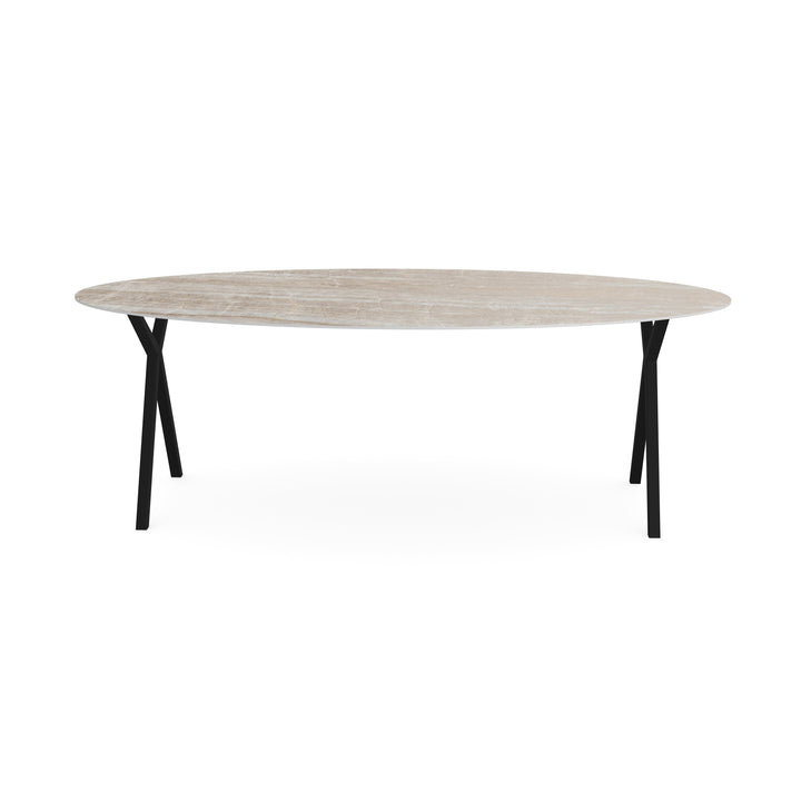 Keramiek tuintafel Taj Mahal Sand - Ovaal - Scissor Zwart - {{ product.type }} - Kas20