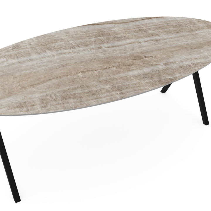 Keramiek tuintafel Taj Mahal Sand - Ovaal - Scissor Zwart - {{ product.type }} - Kas20