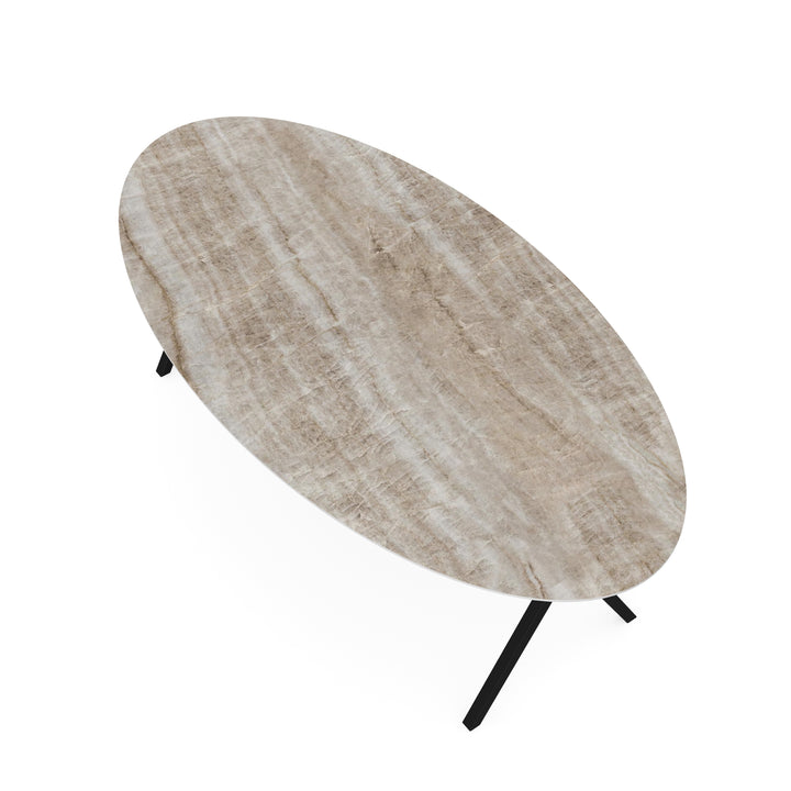 Keramiek tuintafel Taj Mahal Sand - Ovaal - Scissor Zwart - {{ product.type }} - Kas20
