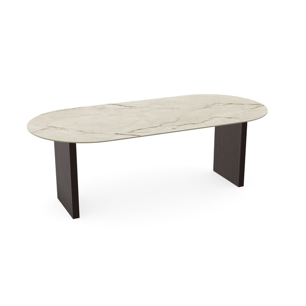 Keramiek eettafel Canala Roma - Plat ovaal - Blok poot walnut brown 2x