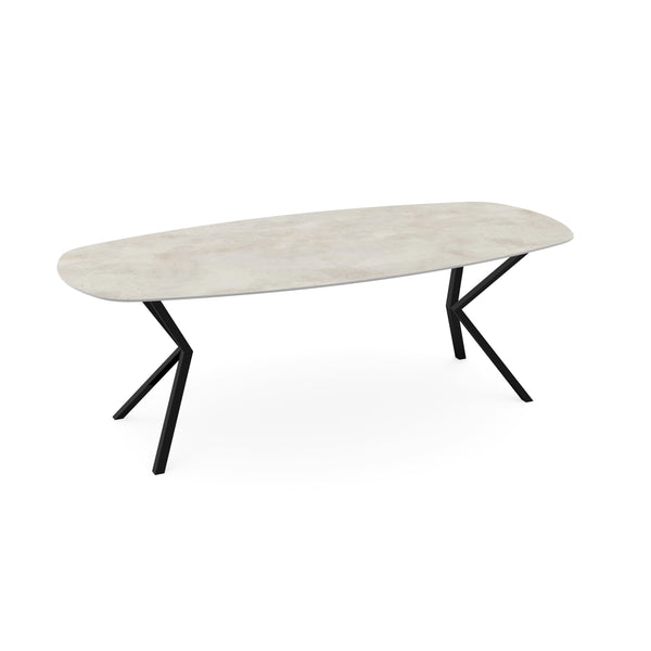Keramiek eettafel Distrito Marfil - Deens ovaal - VV zwart