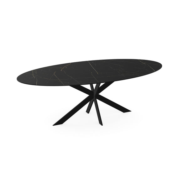 Keramiek eettafel nero ardi - Ovaal - Matrix ultra dun zwart