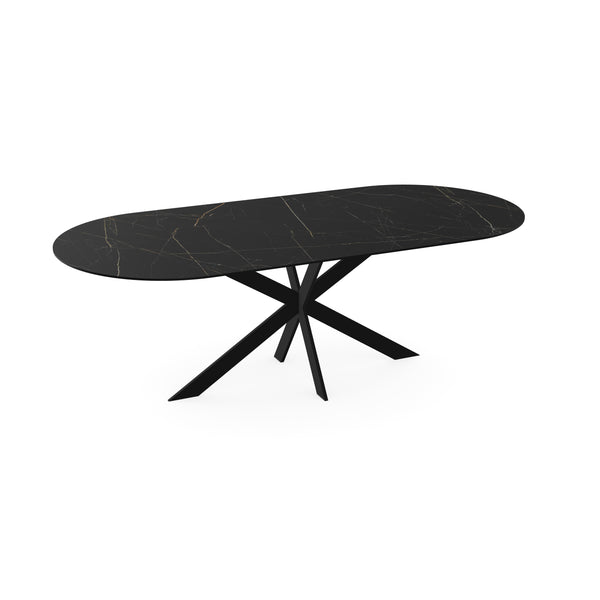 Keramiek eettafel nero ardi mat - plat ovaal - Matrix ultra dun zwart