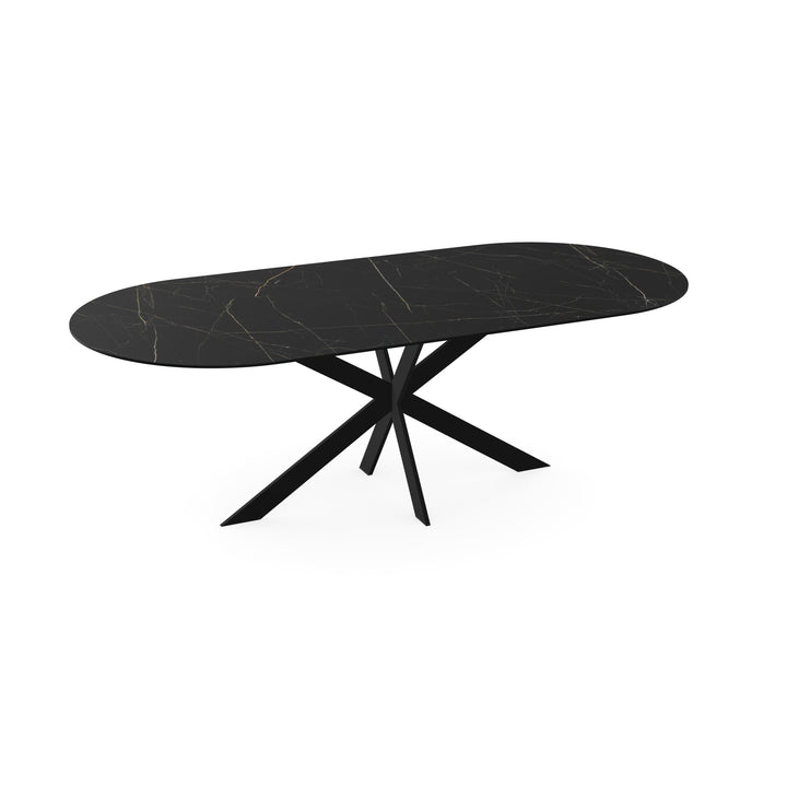 Keramiek eettafel nero ardi mat - plat ovaal - Matrix ultra dun zwart - {{ product.type }} - Kas20