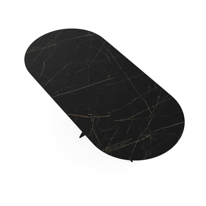 Keramiek eettafel nero ardi mat - plat ovaal - Matrix ultra dun zwart - {{ product.type }} - Kas20