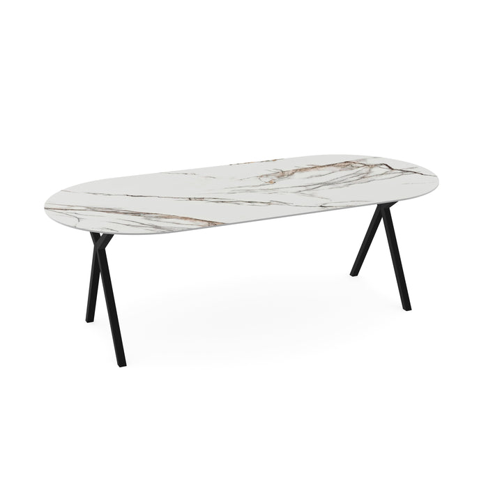 Keramiek eettafel iceberg mat - Plat ovaal - Scissor zwart - {{ product.type }} - Kas20