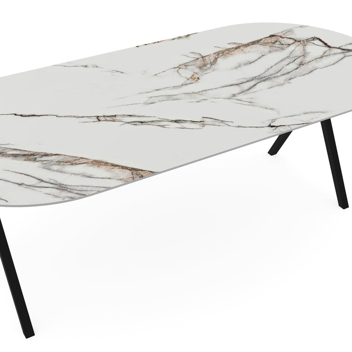 Keramiek eettafel iceberg mat - Plat ovaal - Scissor zwart - {{ product.type }} - Kas20