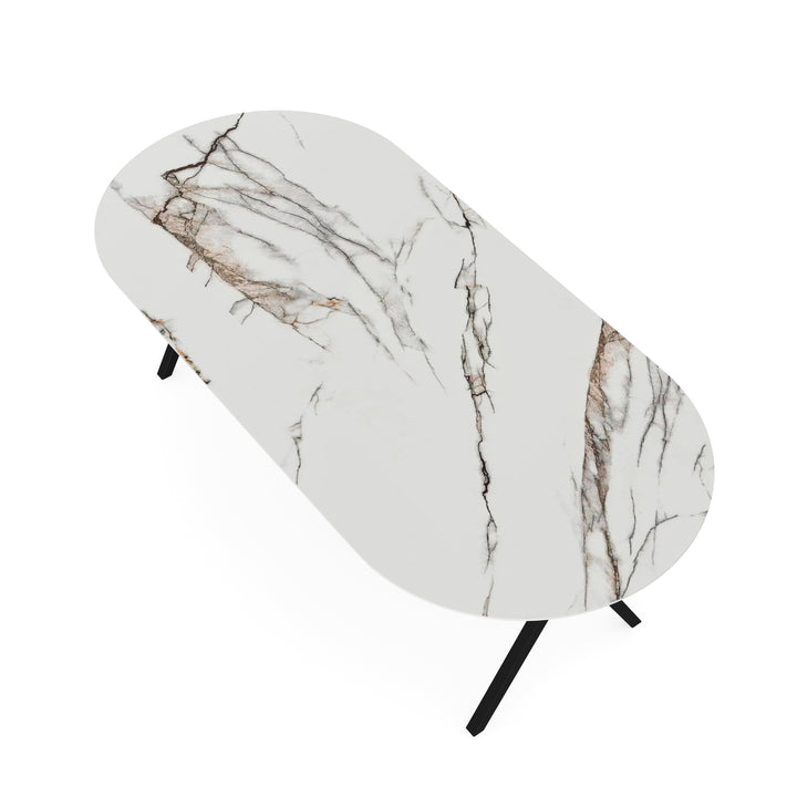Keramiek eettafel iceberg mat - Plat ovaal - Scissor zwart - {{ product.type }} - Kas20