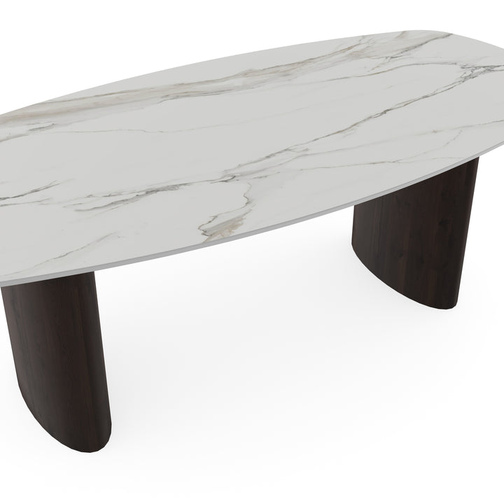 Keramiek eettafel calacata - Deens ovaal - Freya walnut brown 2x - {{ product.type }} - Kas20