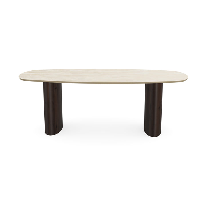 Keramiek eettafel Travertino - Deens ovaal - Freya Walnut brown 2x - {{ product.type }} - Kas20