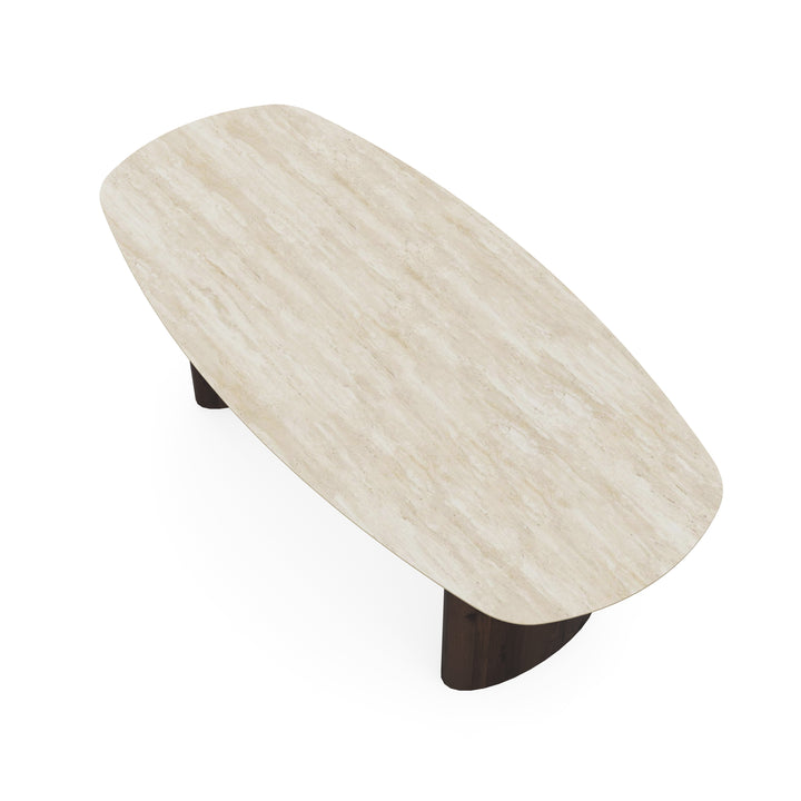 Keramiek eettafel Travertino - Deens ovaal - Freya Walnut brown 2x - {{ product.type }} - Kas20