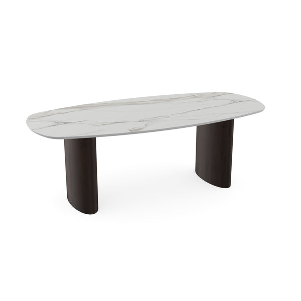 Keramiek eettafel calacata - Deens ovaal - Freya walnut brown 2x