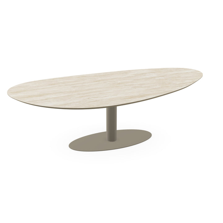 Keramiek eettafel Travertino - Kiezel A - Giro ovaal licht bruin - {{ product.type }} - Kas20