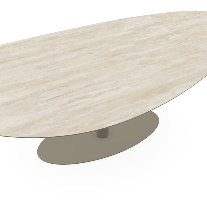 Keramiek eettafel Travertino - Kiezel A - Giro ovaal licht bruin - {{ product.type }} - Kas20
