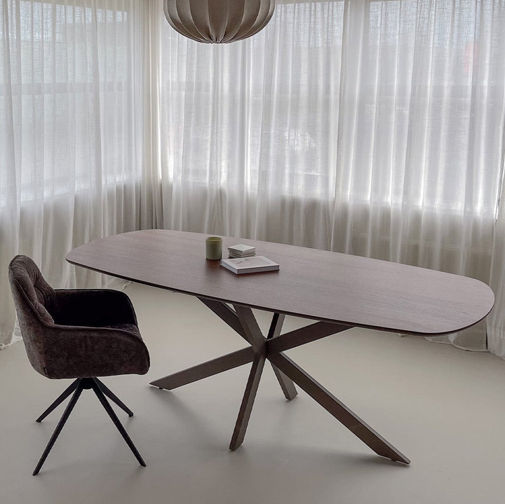 Eiken eettafel Toscane 2x - deens ovaal - Matrix dun licht bruin - {{ product.type }} - Kas20