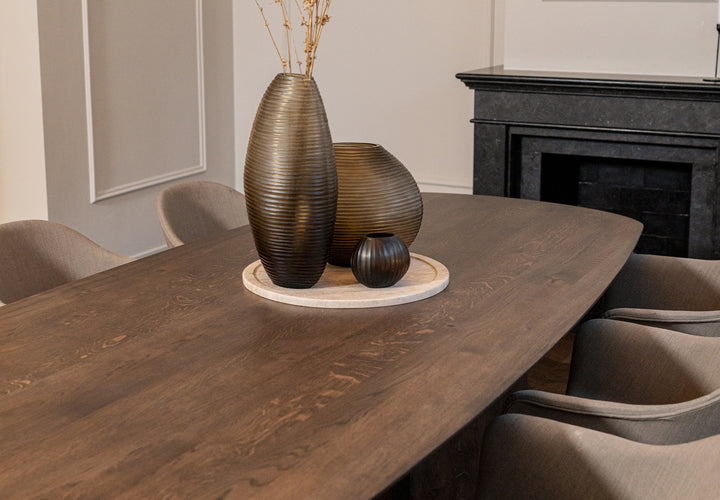 Eiken massief eettafel Walnut Brown 2x - Deens Ovaal - Maan walnut brown 2x - {{ product.type }} - Kas20