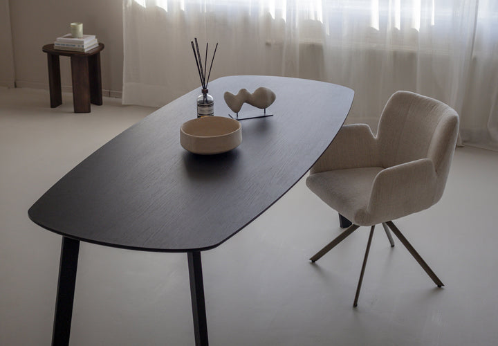 Melamine eettafel eiken zwart - Deens ovaal - I schuin zwart - {{ product.type }} - Kas20