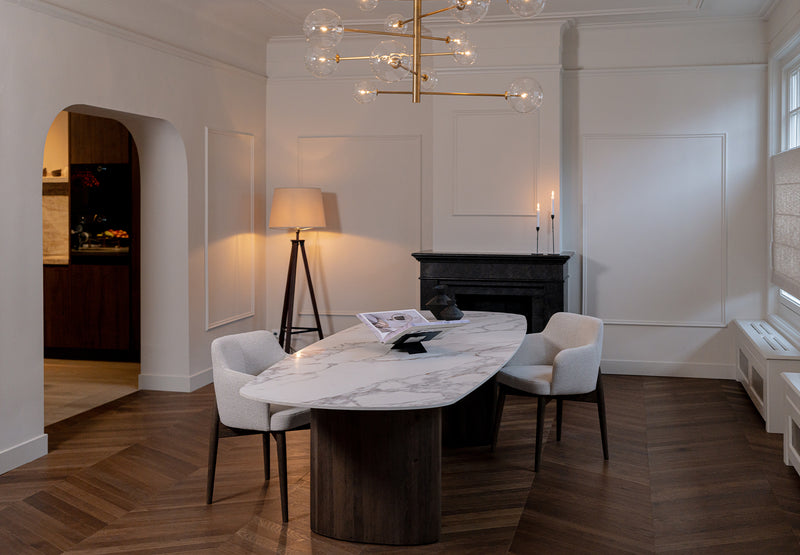 Keramiek eettafel calacata - Deens ovaal - Freya walnut brown 2x - {{ product.type }} - Kas20