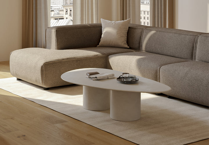 Beton Salontafel Creamy White -Kiezel A - Columbus Duo onderstel - {{ product.type }} - Kas20