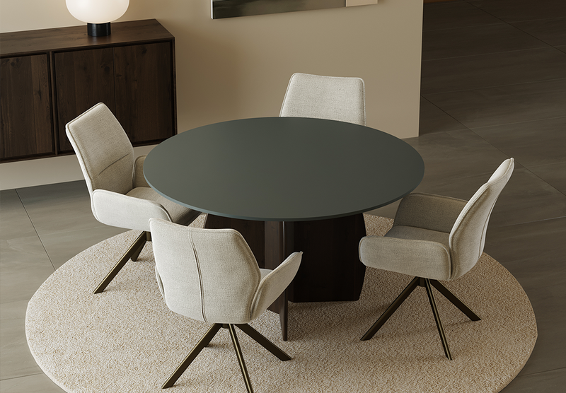 Fenix eettafel Verde Comodoro - Rond - Maan walnut brown 2x - {{ product.type }} - Kas20