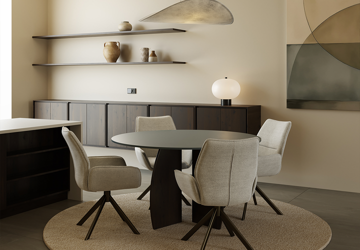 Fenix eettafel Verde Comodoro - Rond - Maan walnut brown 2x - {{ product.type }} - Kas20