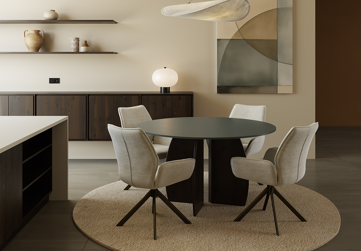 Fenix eettafel Verde Comodoro - Rond - Maan walnut brown 2x - {{ product.type }} - Kas20