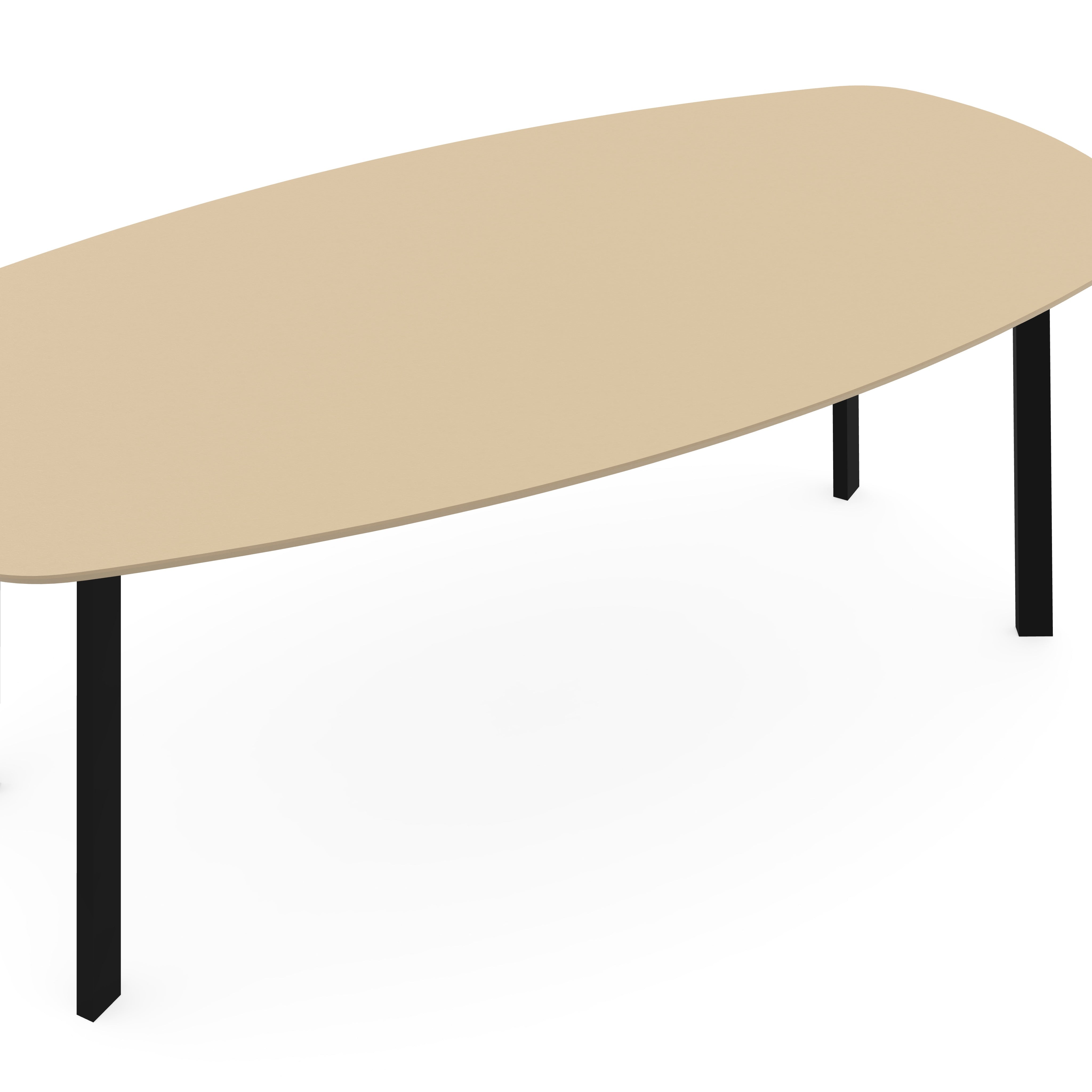 Melamine eettafel Beige - Deens ovaal - I poot schuin onderstel